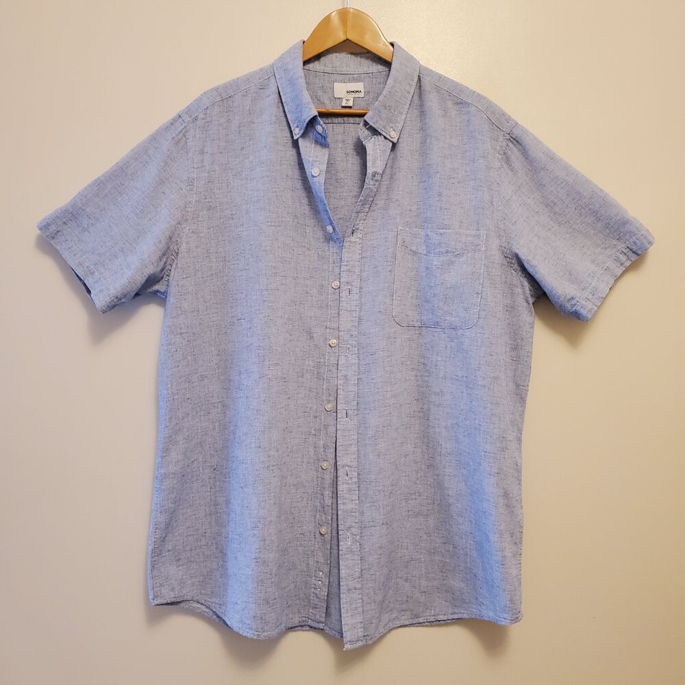 Sonoma Goods For Life Men’s Blue Short Sleeve Button-Down Shirt - XXL TALL
